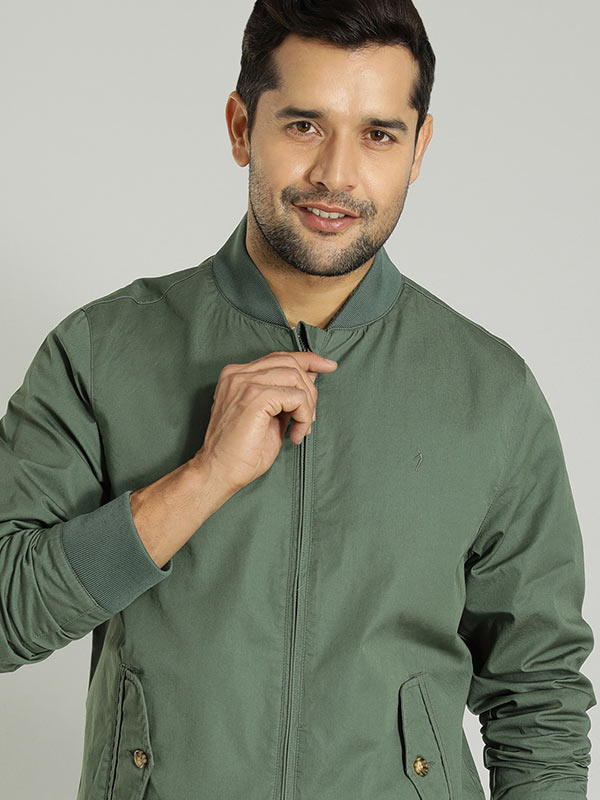 Buy Men Solid Full Sleeve Bomber Jacket – Indian Terrain