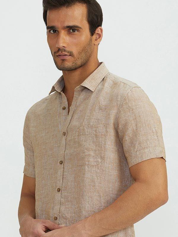 Buy Men Solid Half Sleeve Linen Shirt Online | Indian Terrain