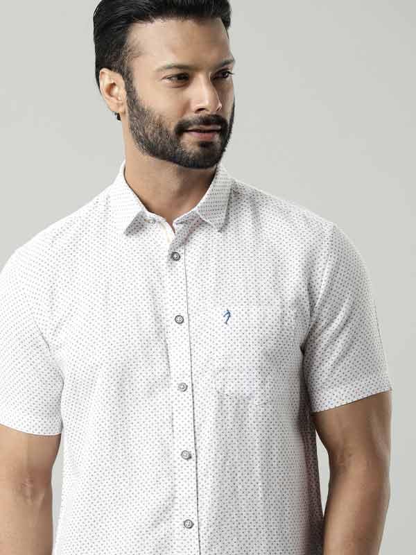 Buy Men Printed Half Sleeve Linen Blend Shirt Online Indian Terrain