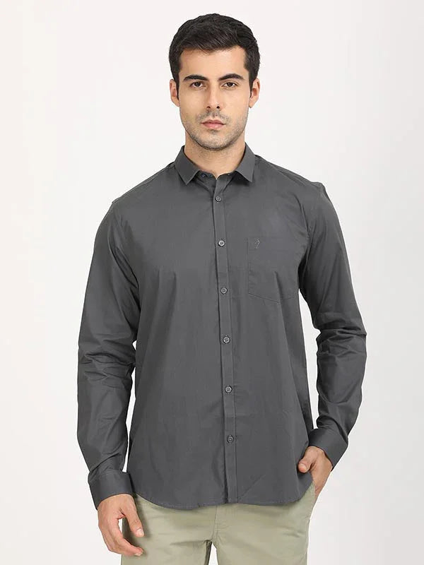 Buy Men Solid Full Sleeve Cotton Stretch Shirt Online | Indian Terrain