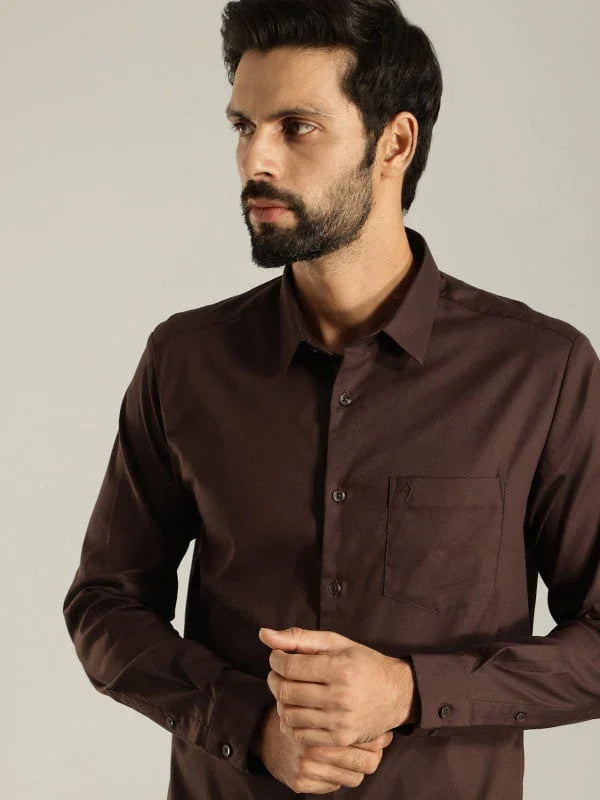 Buy Men Solid Full Sleeve Cotton Blend Shirt Online Indian Terrain