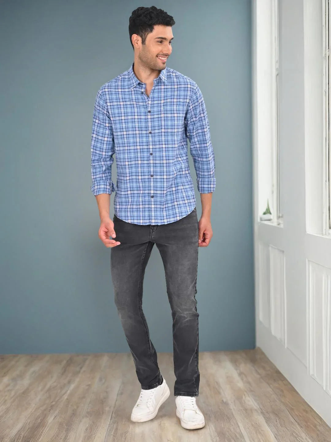 Buy Men Checked Full Sleeve Cotton Shirt Online Indian Terrain