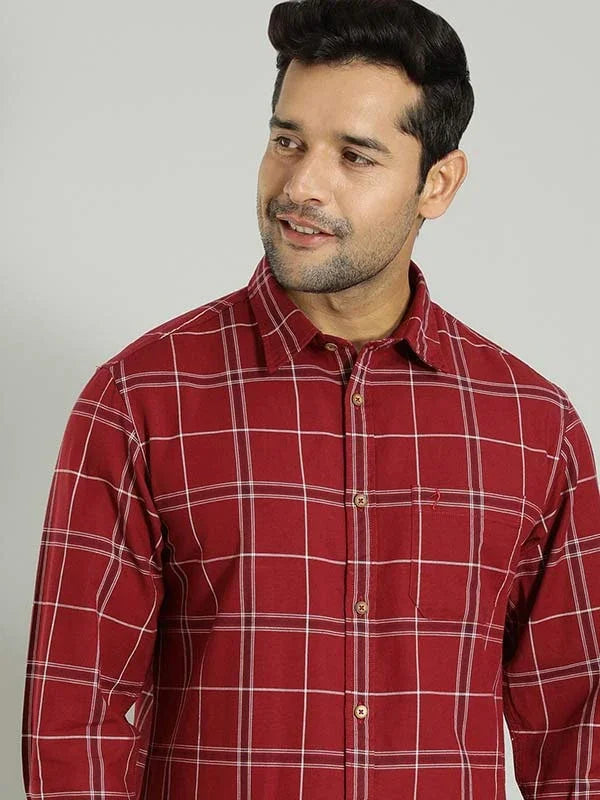 Buy Men Checked Full Sleeve Cotton Shirt Online Indian Terrain