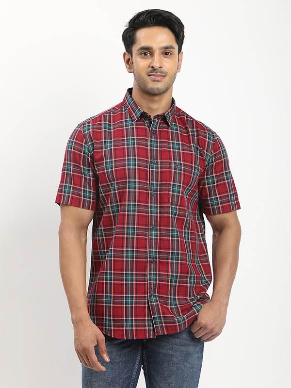 Men Checked Half Sleeve Cotton Shirt