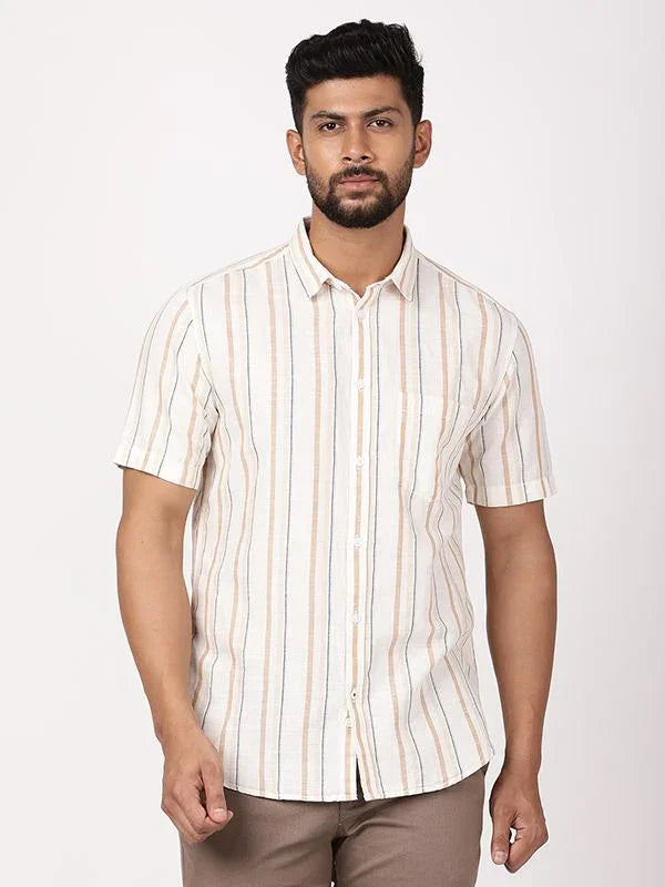 Men Striped Half Sleeve Cotton Blend Shirt - Main Image
