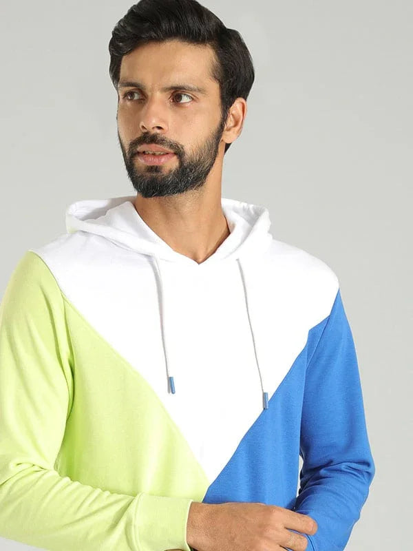 Buy Men Color Block Full Sleeve Sweatshirt with Hoodie Online