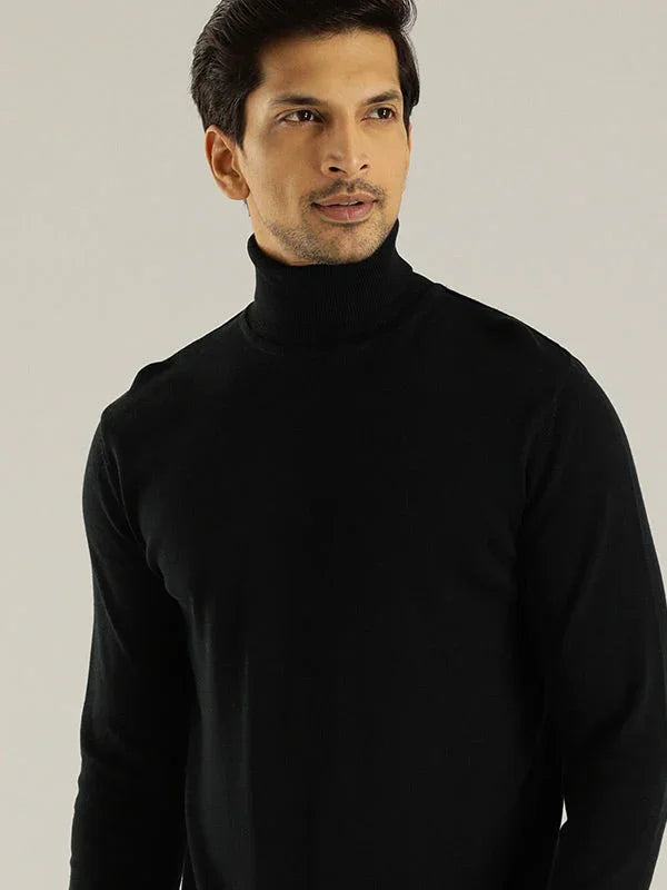 Men Solid Full Sleeve High Neck Sweater - Main Image
