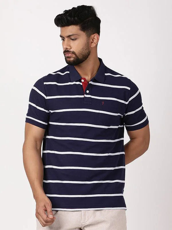 Buy Men Striped Polo T-Shirt Online Indian Terrain
