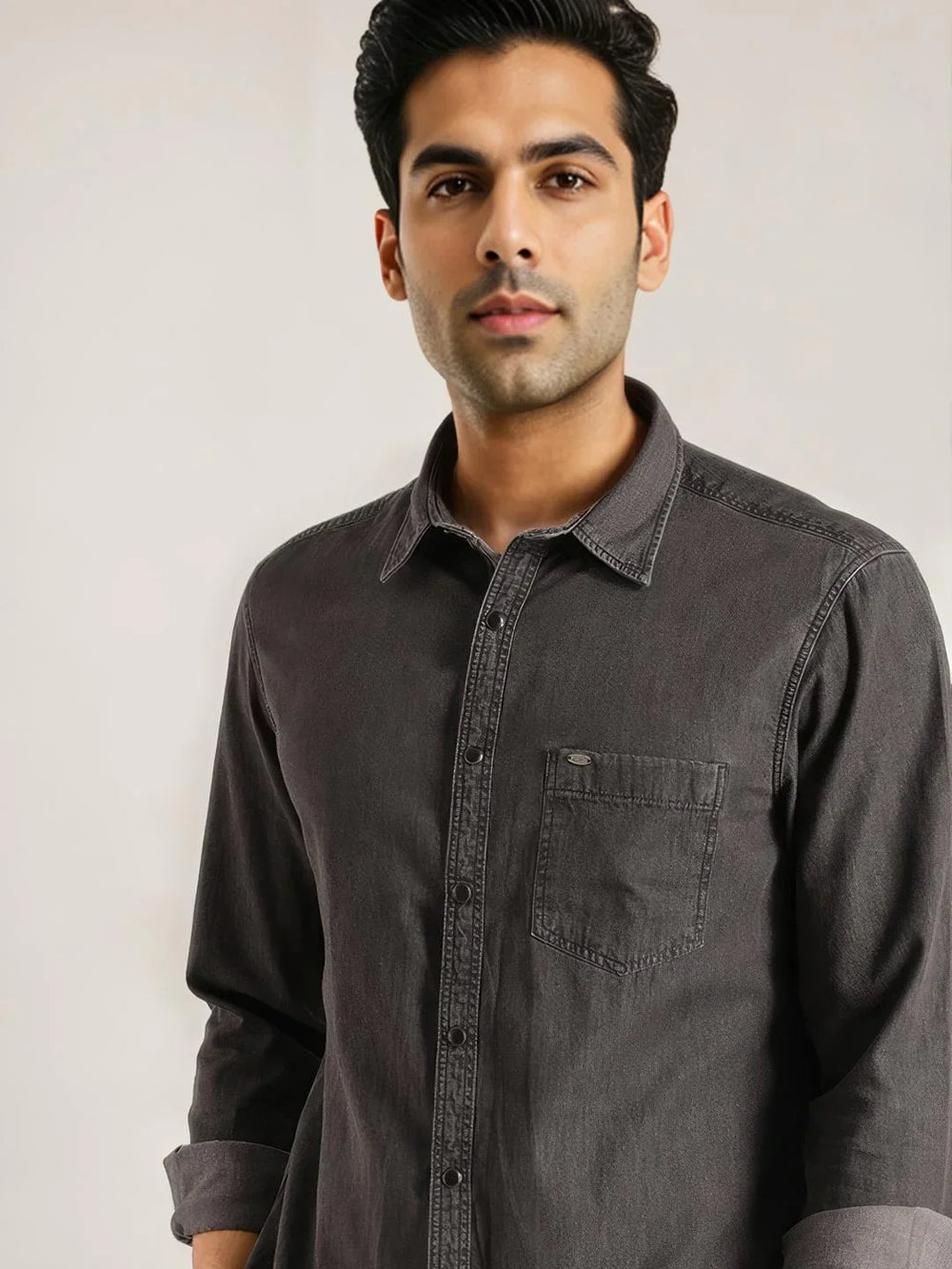 Buy Men Solid Full Sleeve Cotton Stretch Shirt Online Indian Terrain