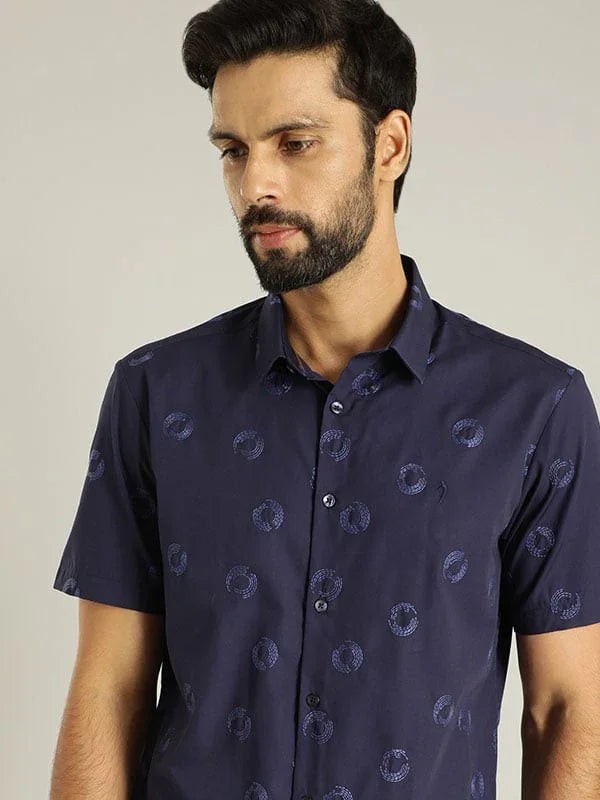Multicolor - Bindaas Block Printed Natural Dyed Cotton Men Half Sleeve Shirt