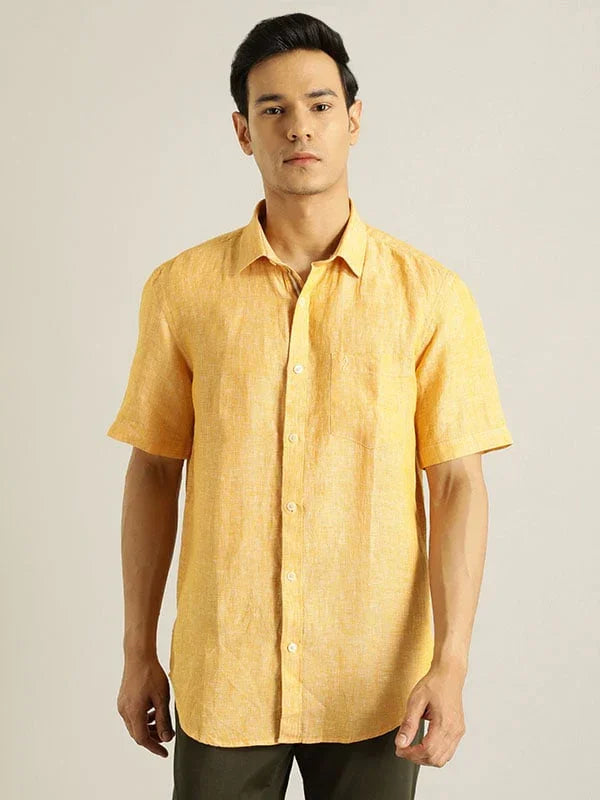 Men's Linen Shirt in Mustard