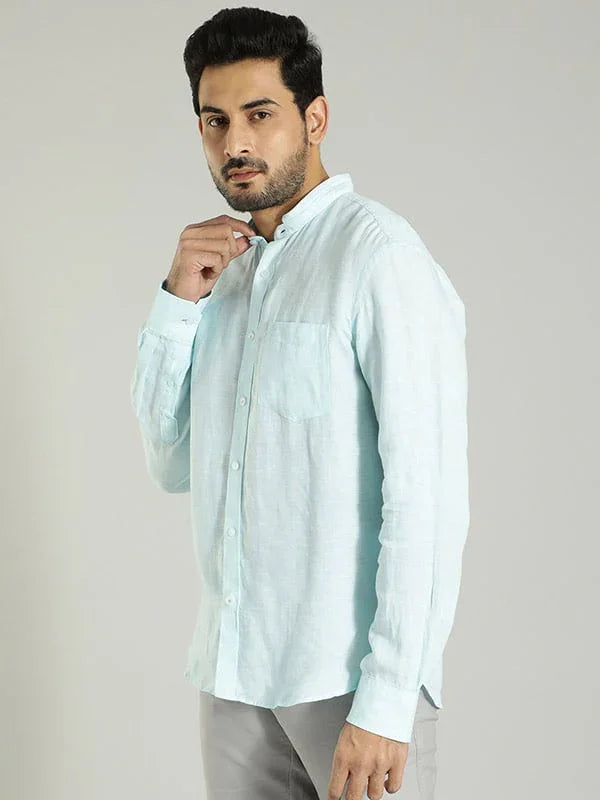 Buy Men Solid Full Sleeve Linen Shirt Online | Indian Terrain