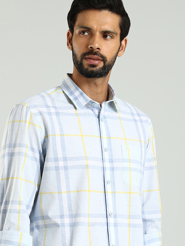 Buy Men Checked Full Sleeve Cotton Shirt Online | Indian Terrain