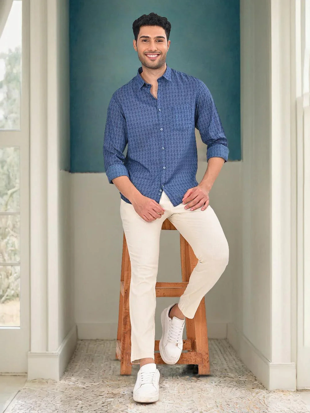 Men Printed Full Sleeve Linen Blend Shirt