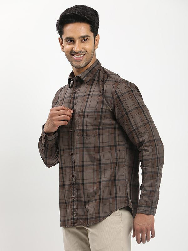 Buy Men Checked Full Sleeve Cotton Shirt Online | Indian Terrain