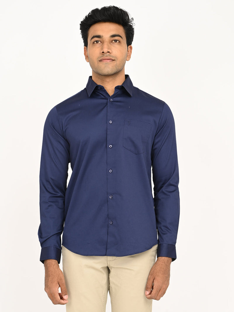 Men's Solid Full Sleeve Cotton Stretch Shirt
