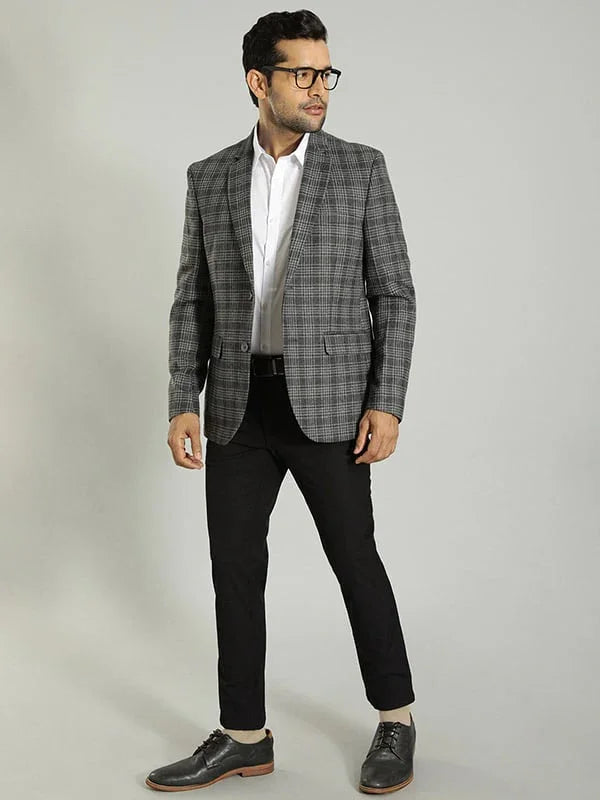Men Checked Full Sleeve Casual Blazer - Main Image