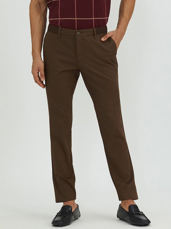Buy Indian Terrain Men Brooklyn Mid Rise Slim Fit Cotton Trousers - Trousers  for Men 23149074 | Myntra