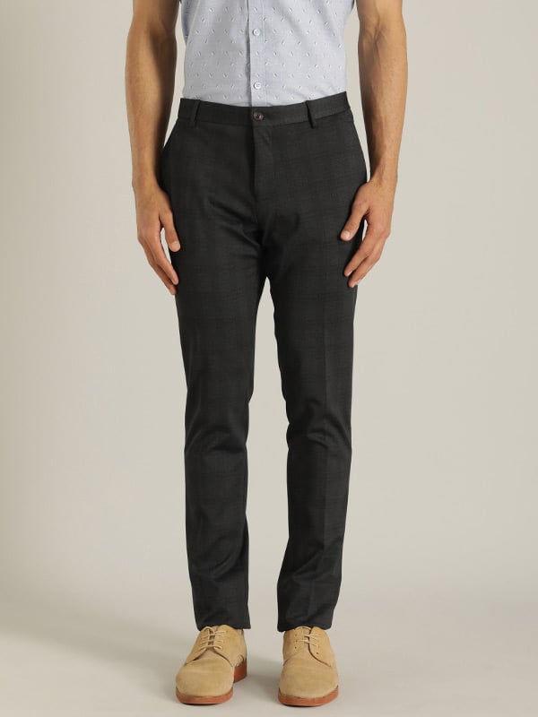 Formal Trouser: Explore Men Light Grey Cotton Blend Formal Trouser at Cliths