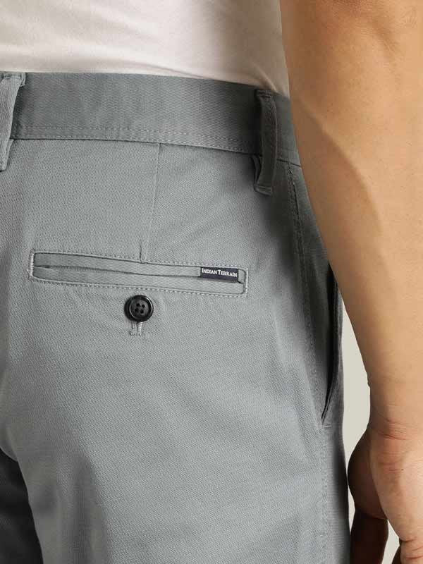 Buy INDIAN TERRAIN Stone Solid Cotton Stretch Tailored Fit Men's Casual  Trousers | Shoppers Stop