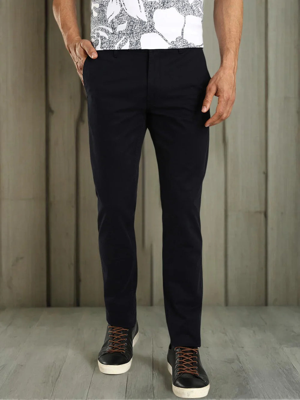 Buy Men Brooklyn Fit Cotton Stretch Trouser Online Indian Terrain