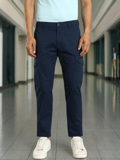 Men Brooklyn Fit Cotton Stretch Trouser - Navi Blue